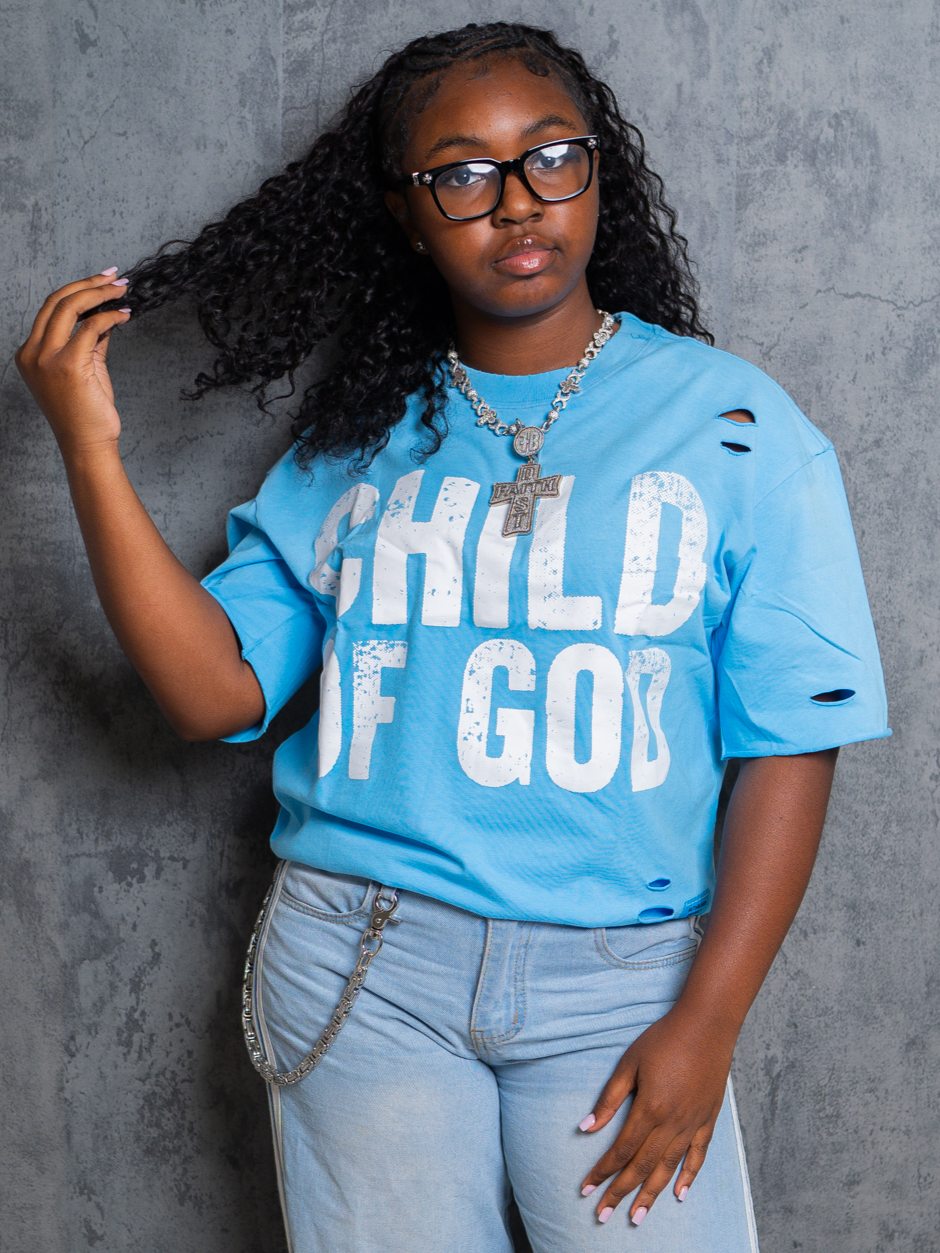LIGHT BLUE COG TEE